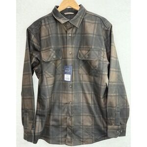 BYLT Plaid Coastal Overshirt Brown Black NWT Size XL